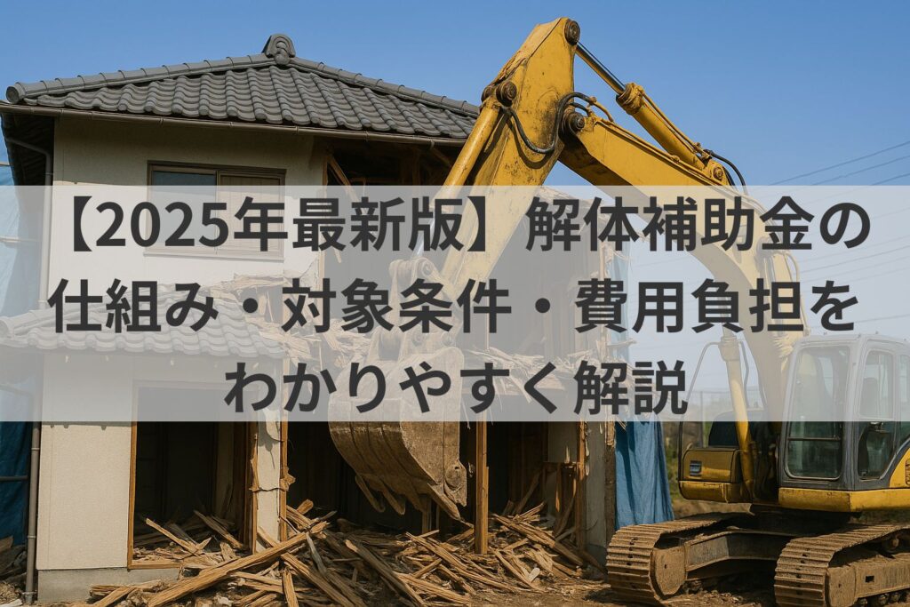 【2025年最新版】解体補助金の仕組み・対象条件・費用負担をわかりやすく解説