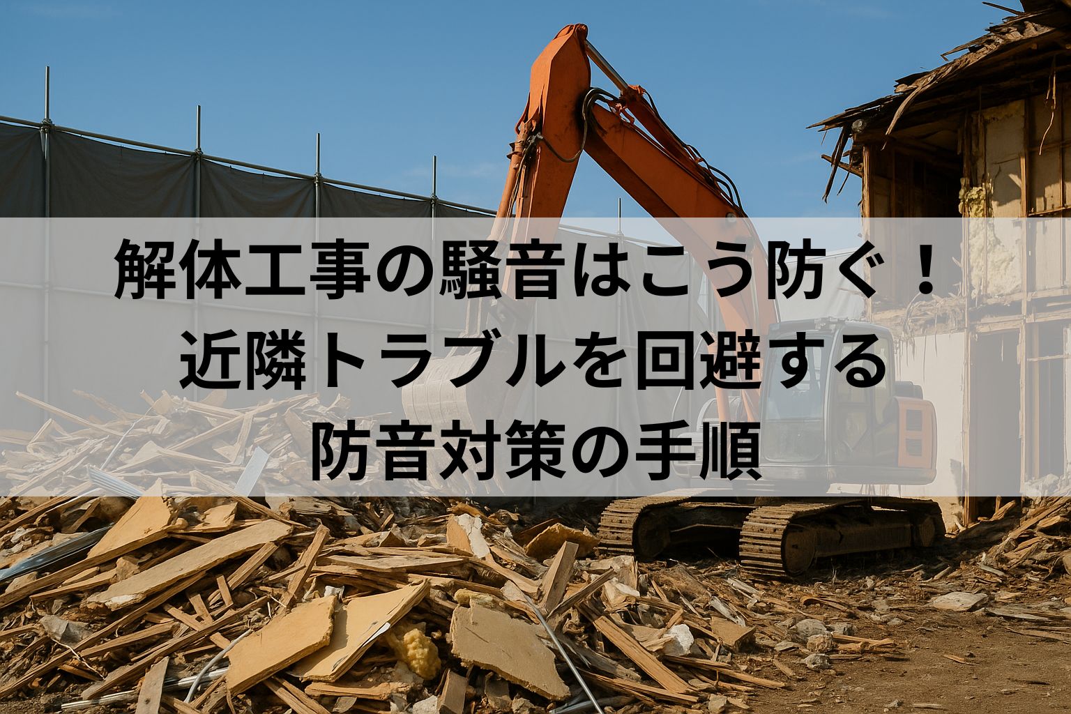 解体工事の騒音はこう防ぐ！近隣トラブルを回避する防音対策の手順