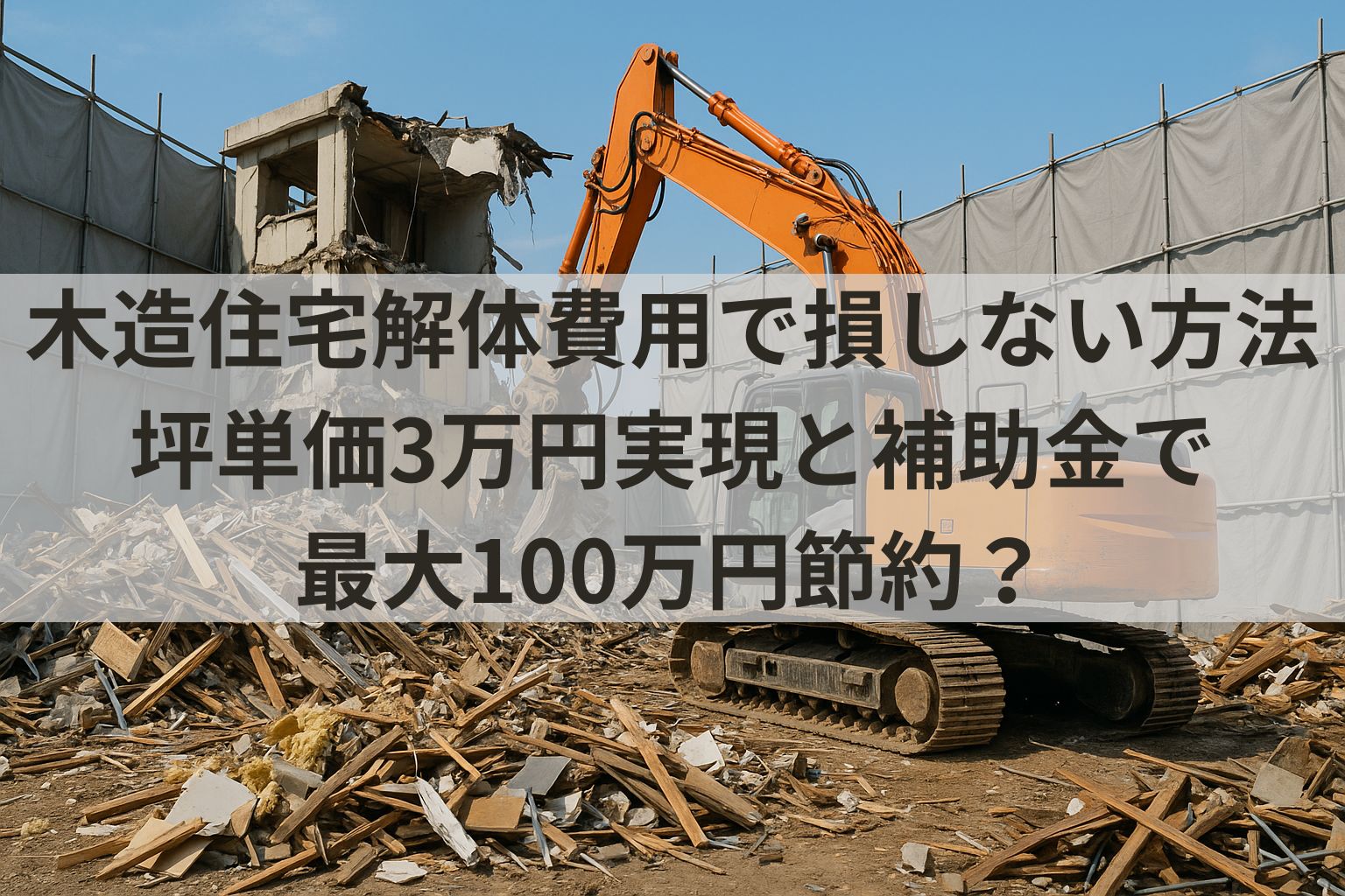 木造住宅解体費用で損しない方法｜坪単価3万円実現と補助金で最大100万円節約？