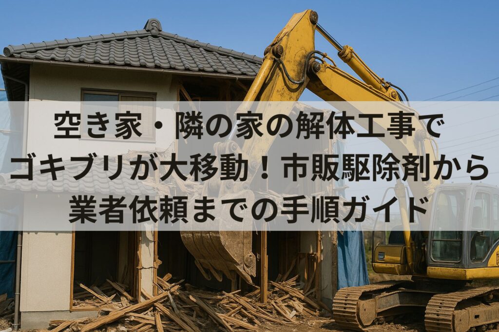 空き家・隣の家の解体工事でゴキブリが大移動！市販駆除剤から業者依頼までの手順ガイド