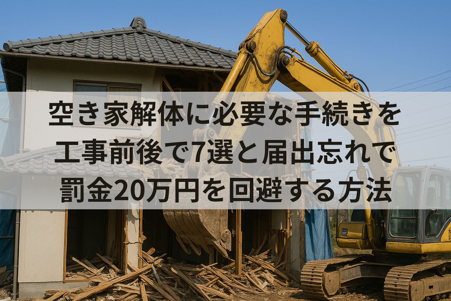 空き家解体に必要な手続きを工事前後で7選と届出忘れで罰金20万円を回避する方法