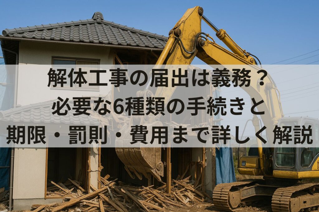 解体工事の届出は義務？必要な6種類の手続きと期限・罰則・費用まで詳しく解説
